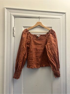 Madewell Rust Smocked Peasant Top - Women's
